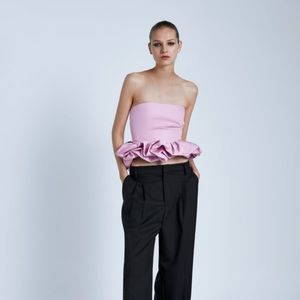 NWT Zara Pink Puff Hem Top, XS